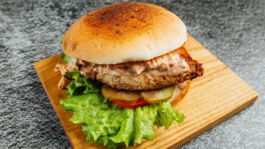 Chiken burger delivery in Riga.